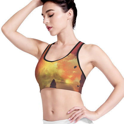 Brave Firefighter With Axe Print Women's Sports Bra
