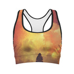 Brave Firefighter With Axe Print Women's Sports Bra