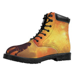 Brave Firefighter With Axe Print Work Boots