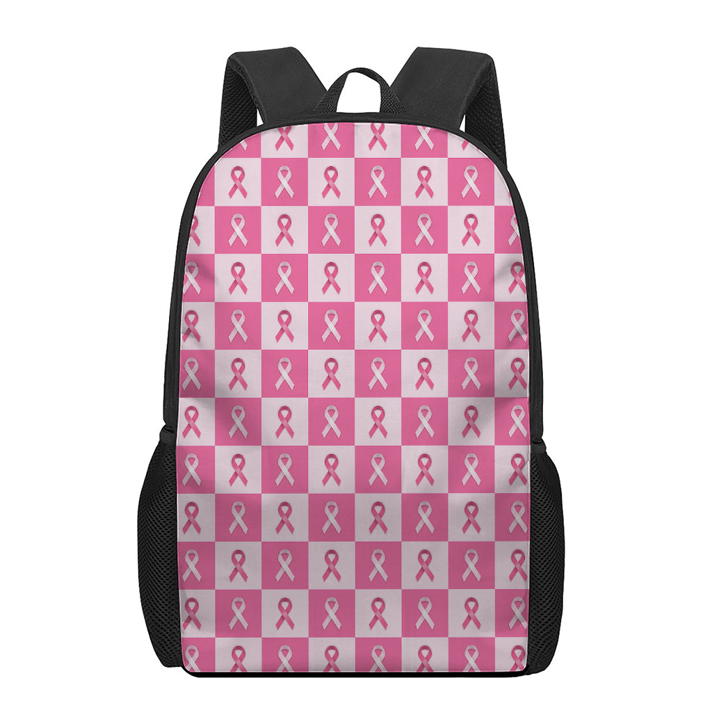 Breast Cancer Awareness Pattern Print 17 Inch Backpack