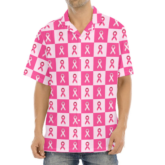 Breast Cancer Awareness Pattern Print Aloha Shirt