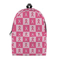Breast Cancer Awareness Pattern Print School Backpack
