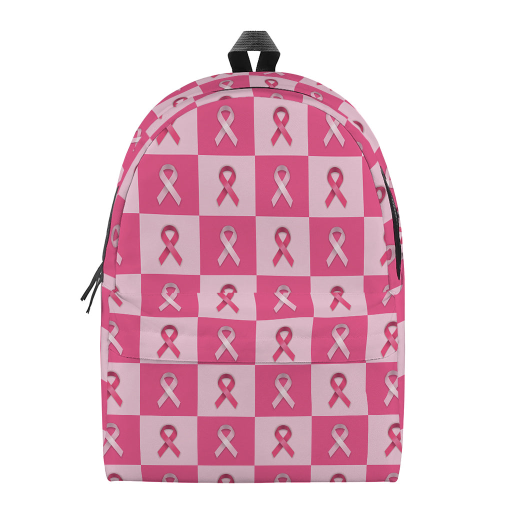 Breast Cancer Awareness Pattern Print Backpack