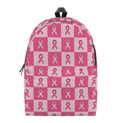 Breast Cancer Awareness Pattern Print Backpack