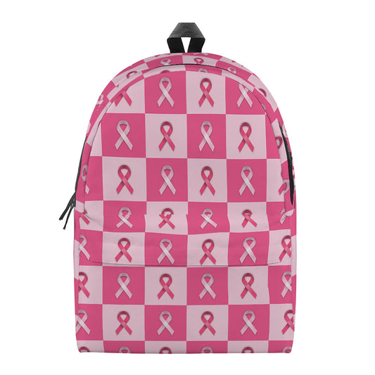 Breast Cancer Awareness Pattern Print Backpack
