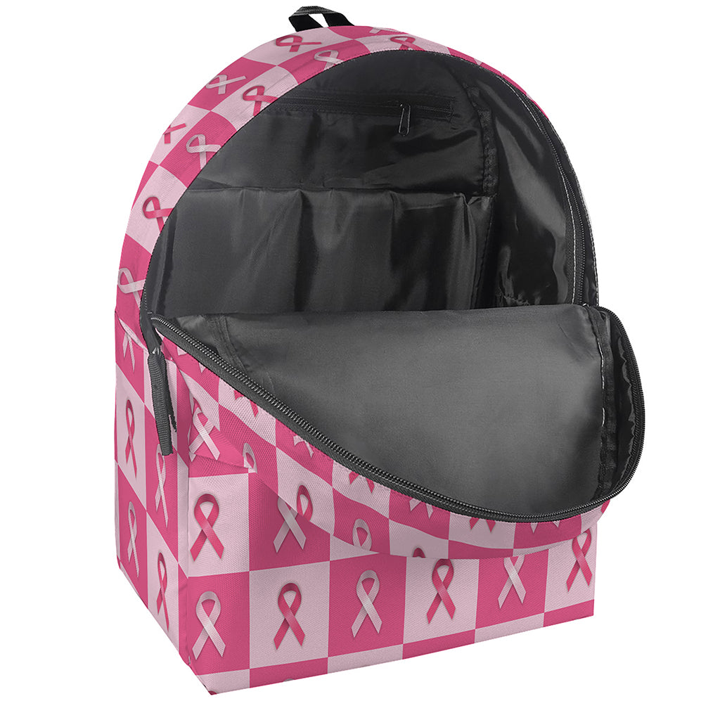 Breast Cancer Awareness Pattern Print Backpack