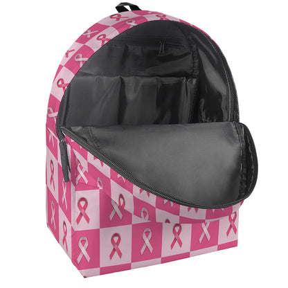 Breast Cancer Awareness Pattern Print Backpack