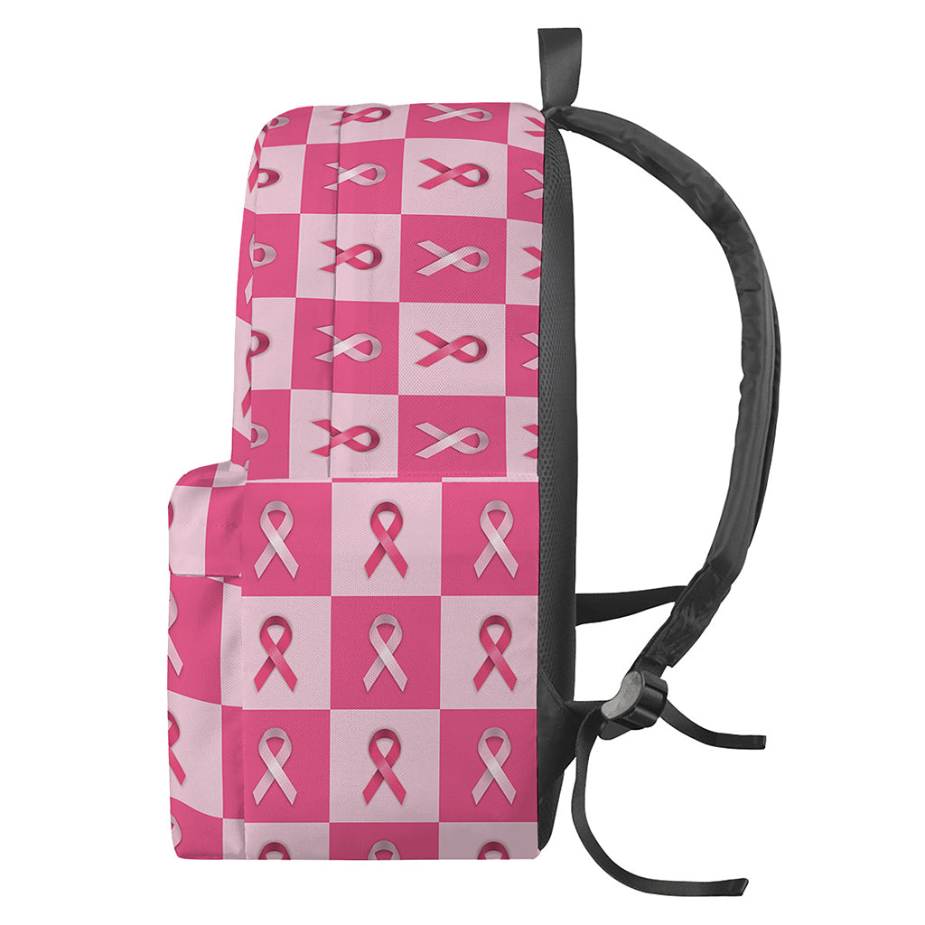 Breast Cancer Awareness Pattern Print Backpack