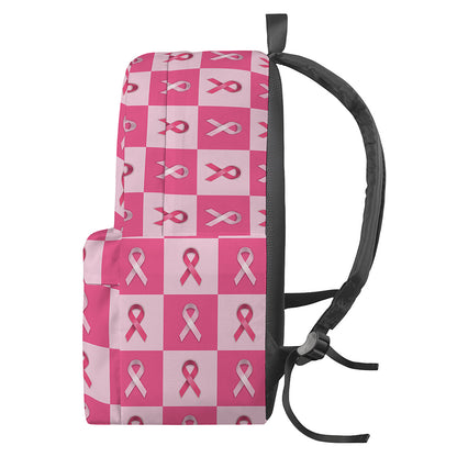 Breast Cancer Awareness Pattern Print Backpack