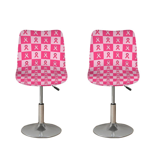 Breast Cancer Awareness Pattern Print Bar Stool Covers