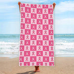 Breast Cancer Awareness Pattern Print Beach Towel