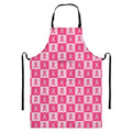 Breast Cancer Awareness Pattern Print Bib Apron With Pocket