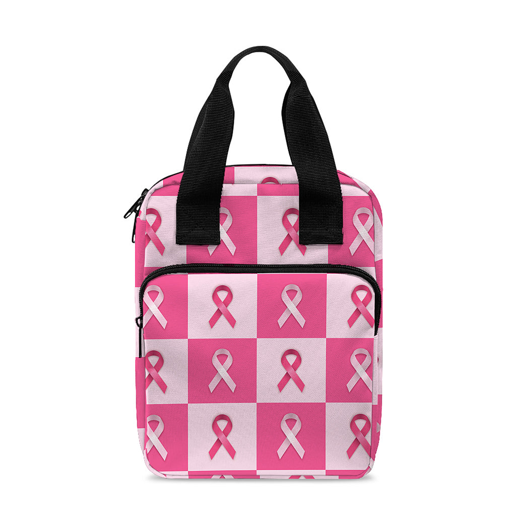 Breast Cancer Awareness Pattern Print Bible Tote Bag