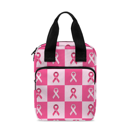 Breast Cancer Awareness Pattern Print Bible Tote Bag