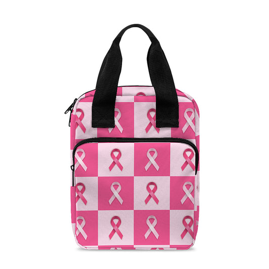 Breast Cancer Awareness Pattern Print Bible Tote Bag