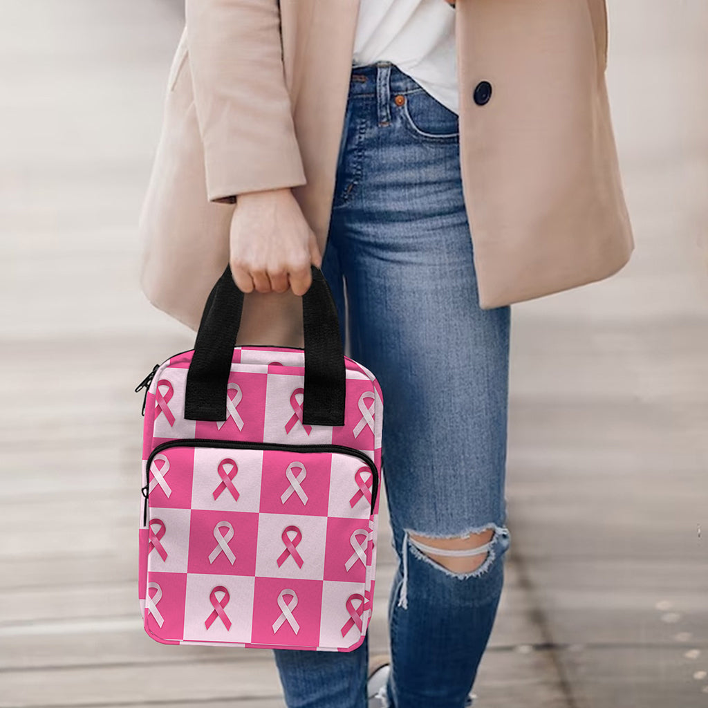 Breast Cancer Awareness Pattern Print Bible Tote Bag