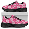 Breast Cancer Awareness Pattern Print Black Chunky Shoes