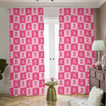 Breast Cancer Awareness Pattern Print Blackout Pencil Pleat Curtains