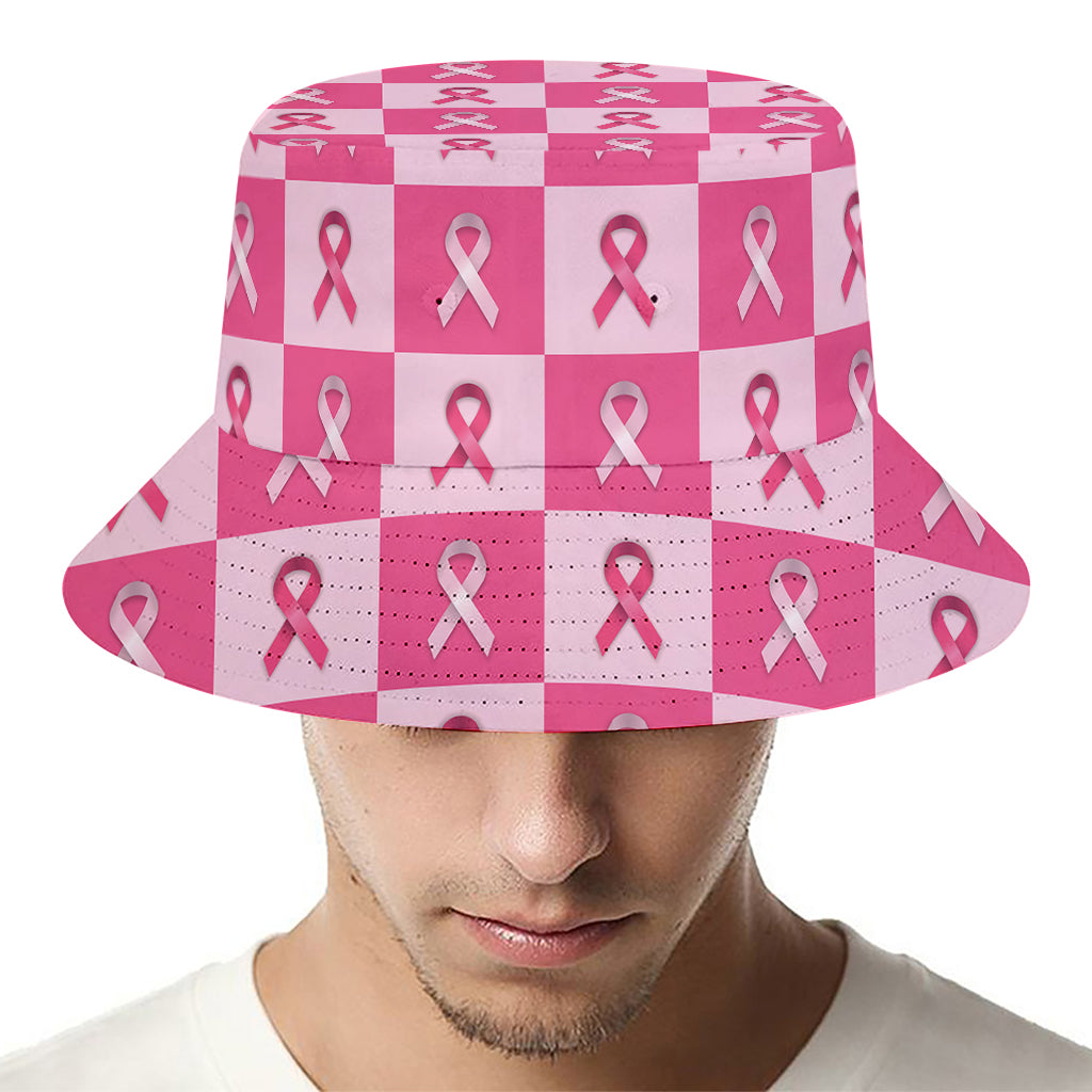 Breast Cancer Awareness Pattern Print Bucket Hat