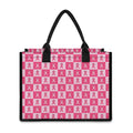 Breast Cancer Awareness Pattern Print Canvas Tote Bag