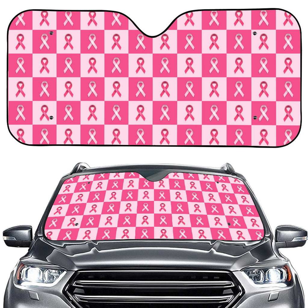 Breast Cancer Awareness Pattern Print Car Windshield Sun Shade