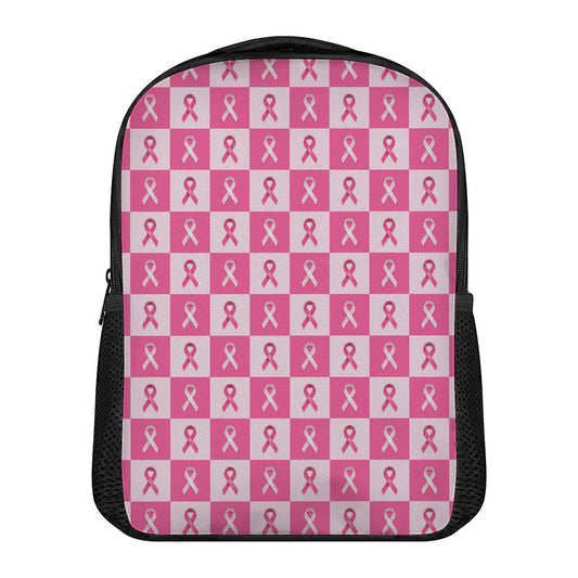 Breast Cancer Awareness Pattern Print Casual Backpack