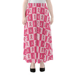 Breast Cancer Awareness Pattern Print Chiffon Maxi Skirt