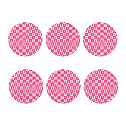 Breast Cancer Awareness Pattern Print Coaster Set