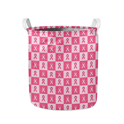 Breast Cancer Awareness Pattern Print Collapsible Laundry Basket