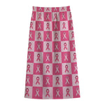 Breast Cancer Awareness Pattern Print Cotton Front Slit Maxi Skirt