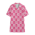 Breast Cancer Awareness Pattern Print Cotton Hawaiian Shirt