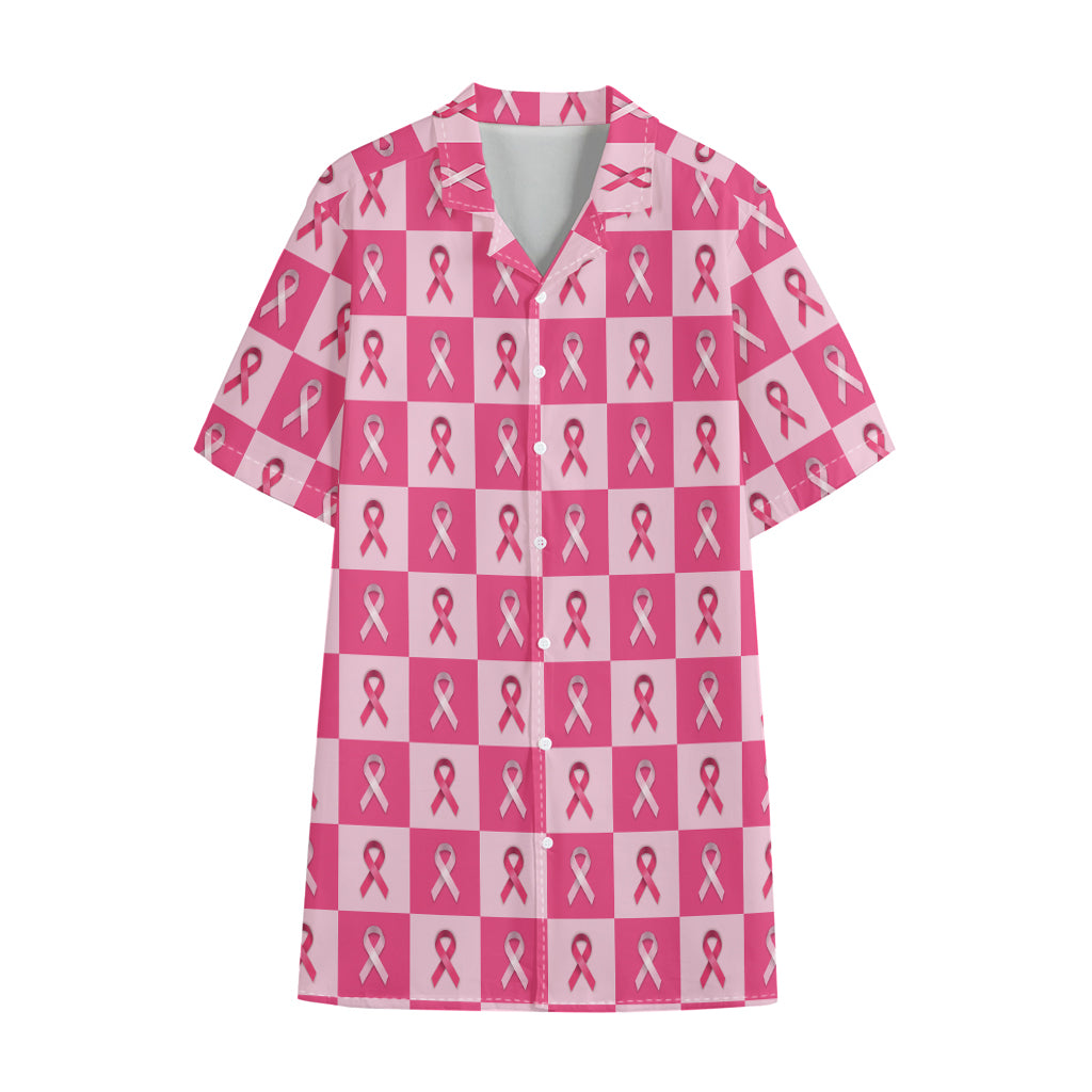 Breast Cancer Awareness Pattern Print Cotton Hawaiian Shirt