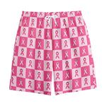 Breast Cancer Awareness Pattern Print Cotton Shorts