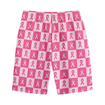Breast Cancer Awareness Pattern Print Cotton Shorts