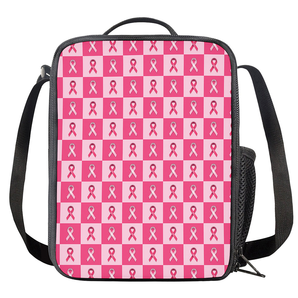 Breast Cancer Awareness Pattern Print Crossbody Lunch Bag