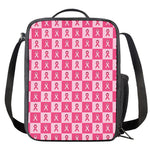 Breast Cancer Awareness Pattern Print Crossbody Lunch Bag