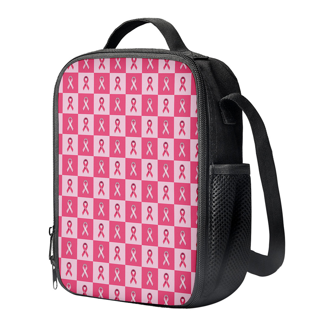 Breast Cancer Awareness Pattern Print Crossbody Lunch Bag