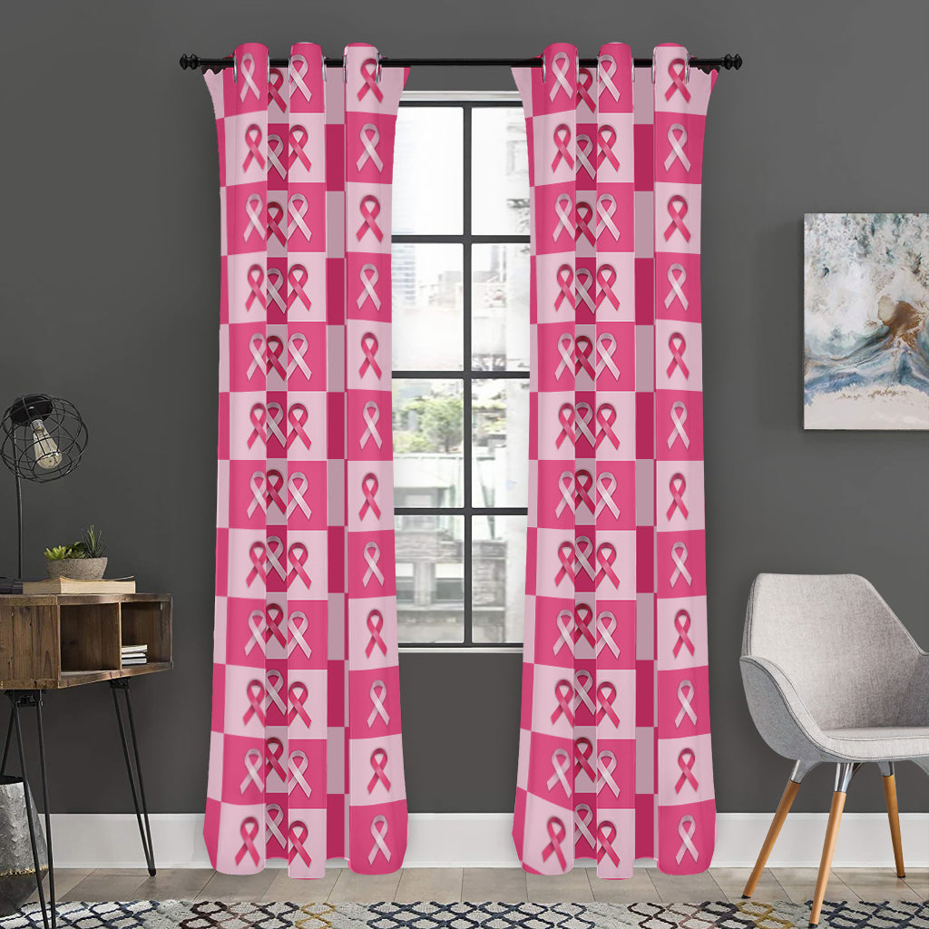 Breast Cancer Awareness Pattern Print Curtain