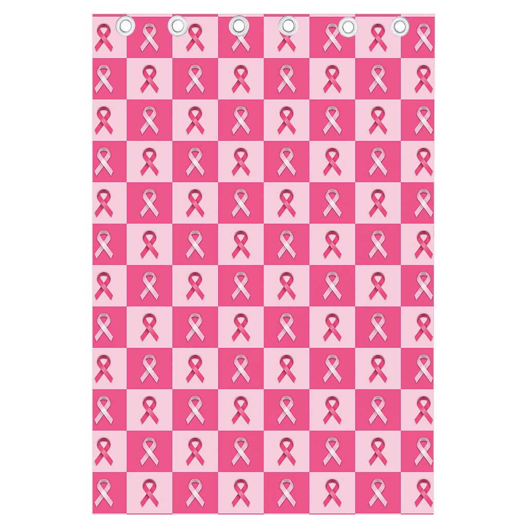 Breast Cancer Awareness Pattern Print Curtain