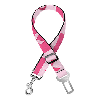 Breast Cancer Awareness Pattern Print Dog Seat Belt