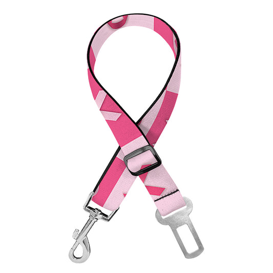 Breast Cancer Awareness Pattern Print Dog Seat Belt
