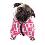 Breast Cancer Awareness Pattern Print Dog Zip Up Hoodie