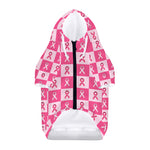 Breast Cancer Awareness Pattern Print Dog Zip Up Hoodie