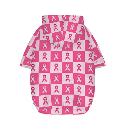 Breast Cancer Awareness Pattern Print Dog Zip Up Hoodie