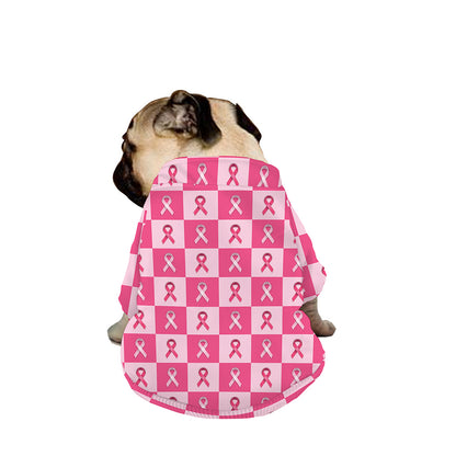 Breast Cancer Awareness Pattern Print Dog Zip Up Jacket
