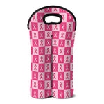Breast Cancer Awareness Pattern Print Double Neoprene Wine Tote