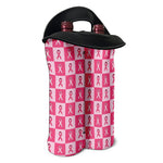 Breast Cancer Awareness Pattern Print Double Neoprene Wine Tote