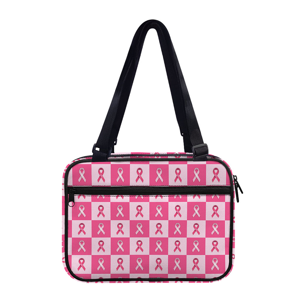 Breast Cancer Awareness Pattern Print Double Strap Bible Bag