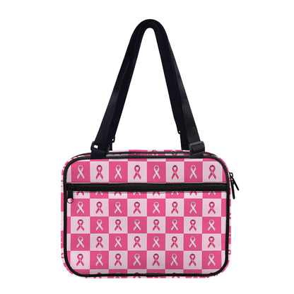 Breast Cancer Awareness Pattern Print Double Strap Bible Bag