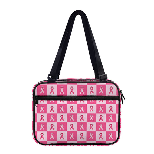 Breast Cancer Awareness Pattern Print Double Strap Bible Bag